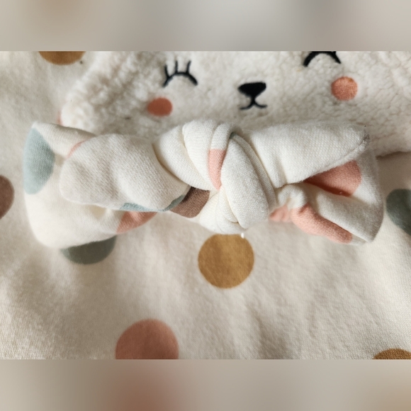 Polka Dot Romper&Headband Set 24 Months with Fleece Animal Pocket - Picture 6 of 8